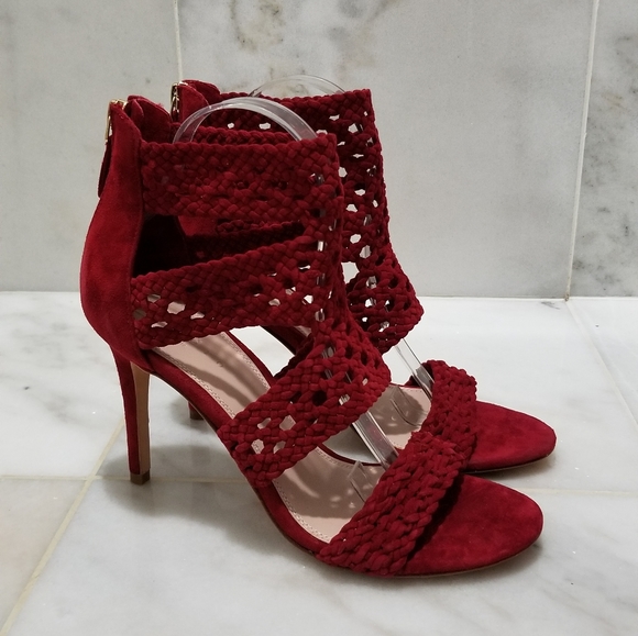 Sandro Red Agate Suede Braid Stiletto Sandals 10 - Picture 15 of 15